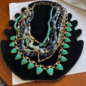 Stella & Dot Turquoise, Blue and Gold Tone Statement Necklace